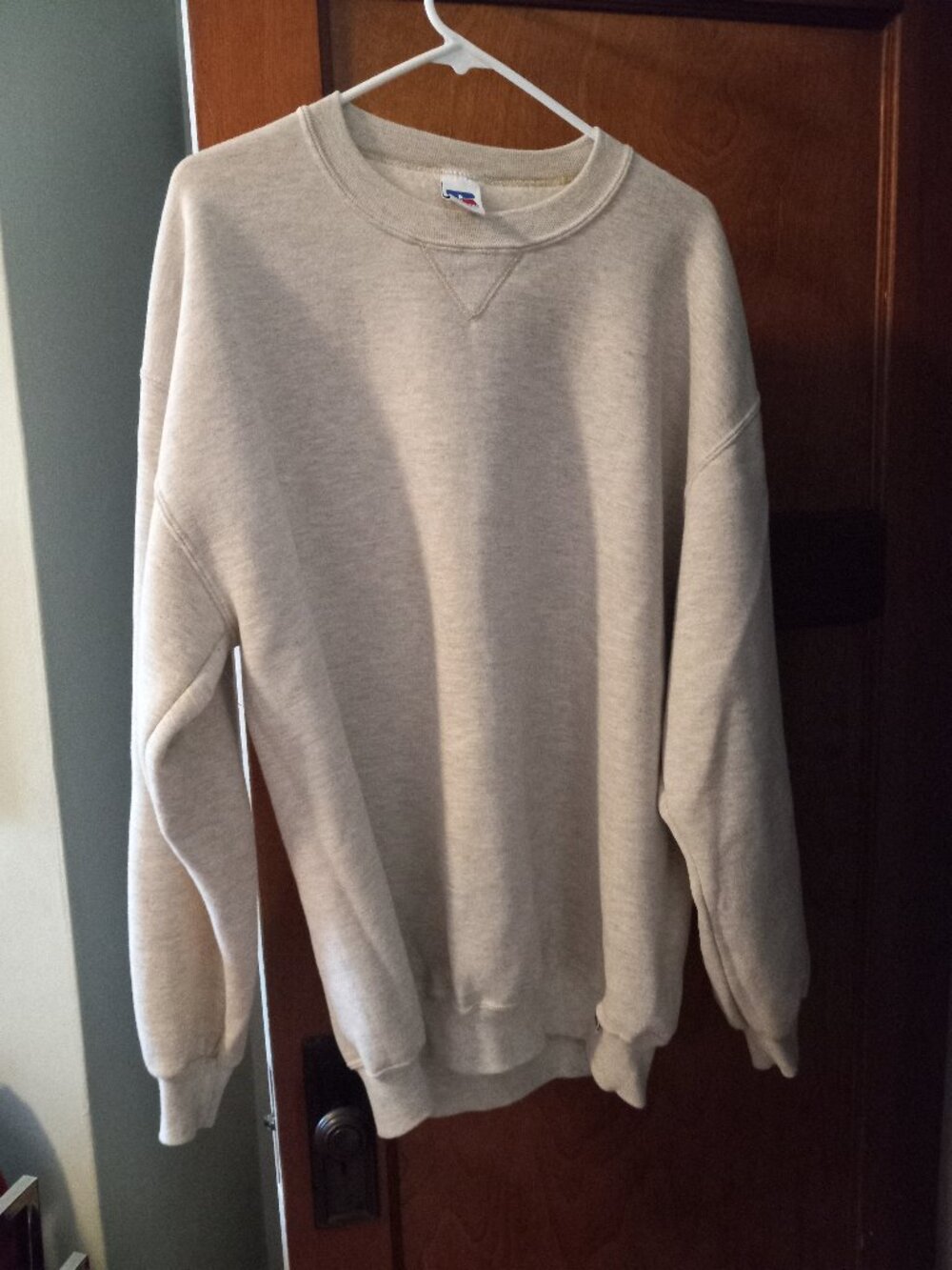 Men's XLT, XL TALL Russell Cotton/Polyester Long Sleeve Sweatshirt Tan